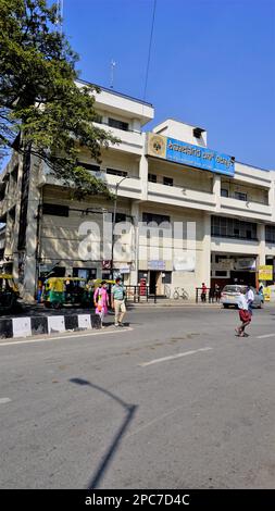 `Bangalore,Karnataka,India-January 01 2023: Multi storey Shivajinagar busstand building along with commissioner of central GST, Assistant traffic offi Stock Photo